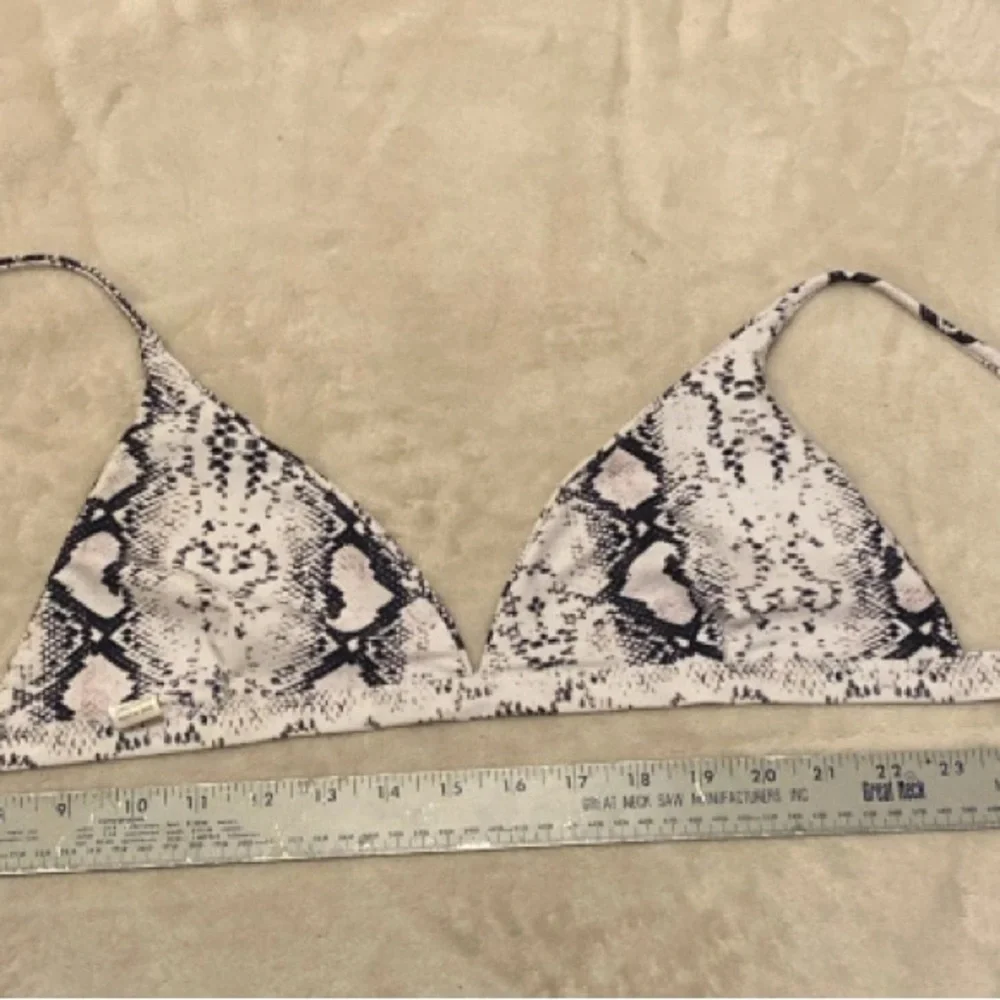 SHEIN Black and White Snake Print Bikini Top